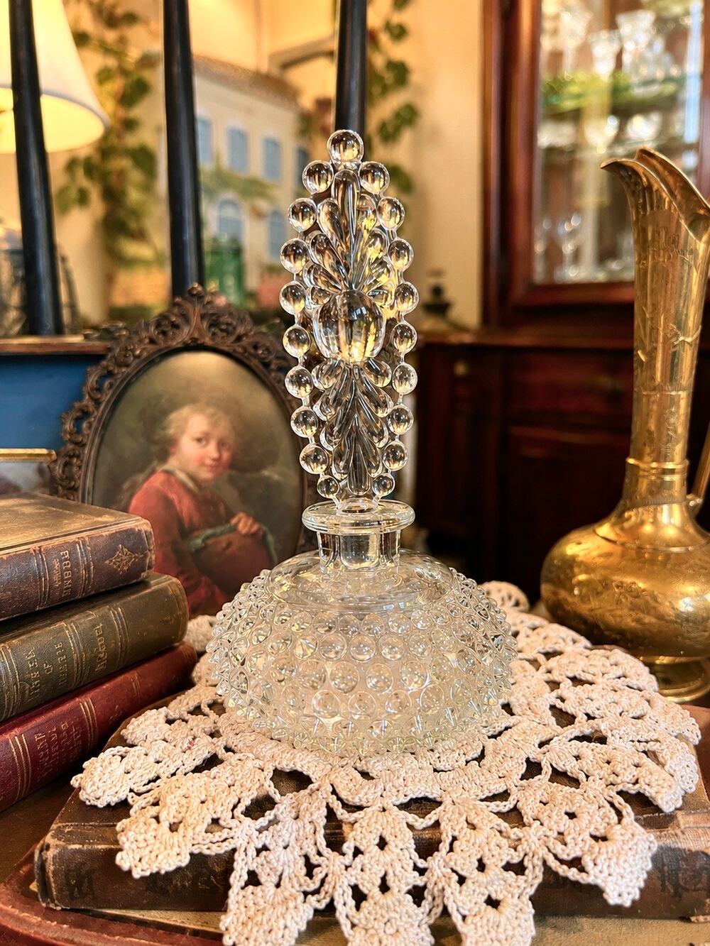 Vintage Hobnail Perfume Bottle With Stopper
